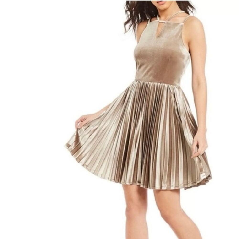 New Gianni Bini Velvet Pleated Dress